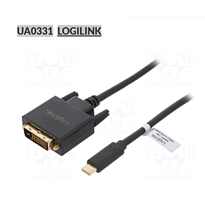 Cable LogiLonk USB-C 3.2 to DVI 1.8m black