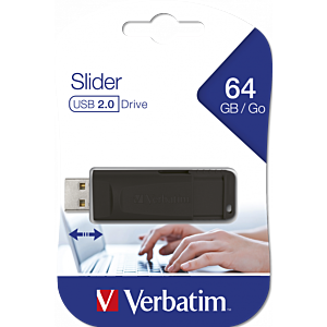 Flash Drive Verbatim Slider 64GB USB 2.0 Black