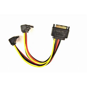SATA Power splitter cable with angled output connectors 0.15m