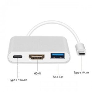 Adapter Maclean MCTV-840 USB-C + HDMI + USB 3.0 - USB-C Silver