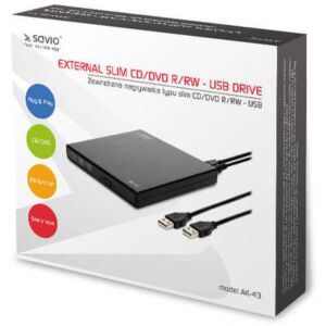 Unitate Optica SAVIO AK-43 optical disc / External Slim drive DVD±R/RW CD±R/RW Black